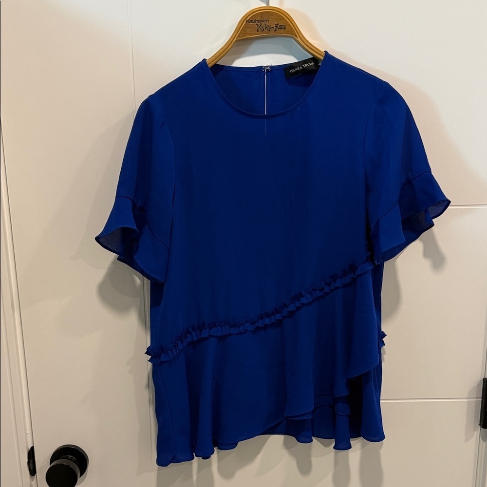Ivanka Trump Royal Blue Ruffle Blouse size XS
